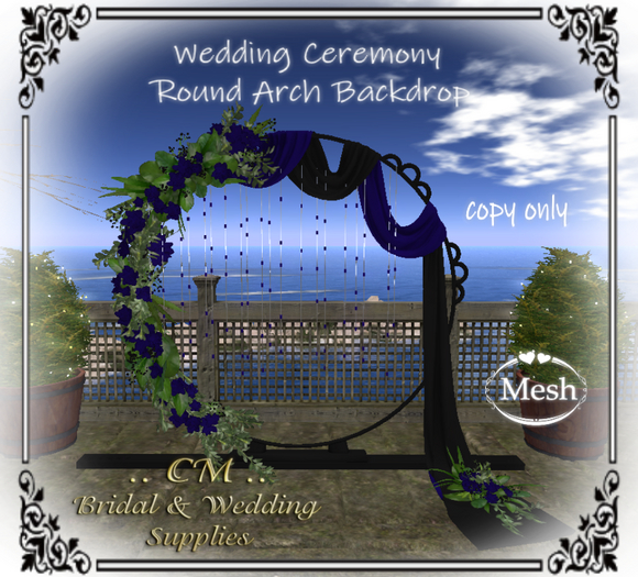 Second Life Marketplace CM..Wedding Ceremony Round Arch Black Blue